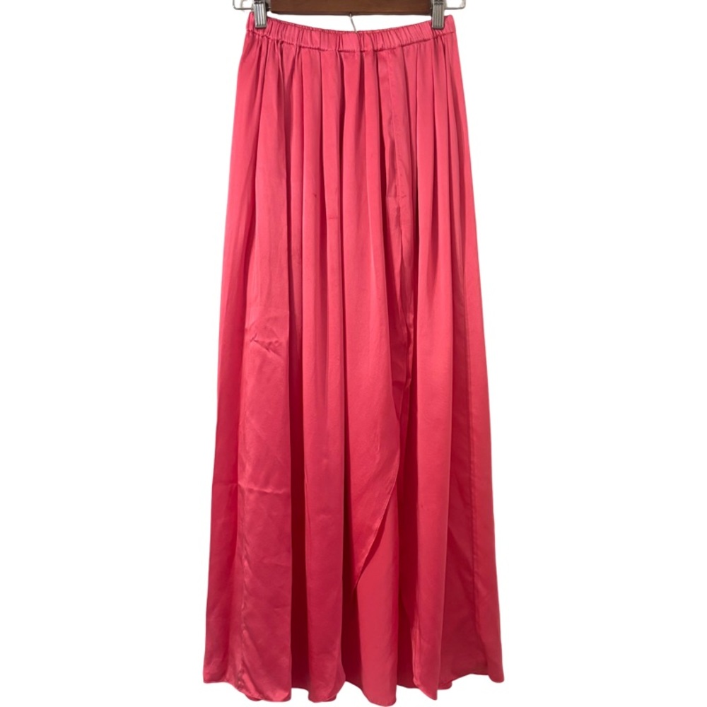 Sablyn Silk Midi Skirt Front Slit in Pink Size S - Picture 5 of 7